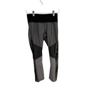 Lululemon Mesh With Me Grey Crop Leggings 18" Active Gym Run Low Rise Womens 2